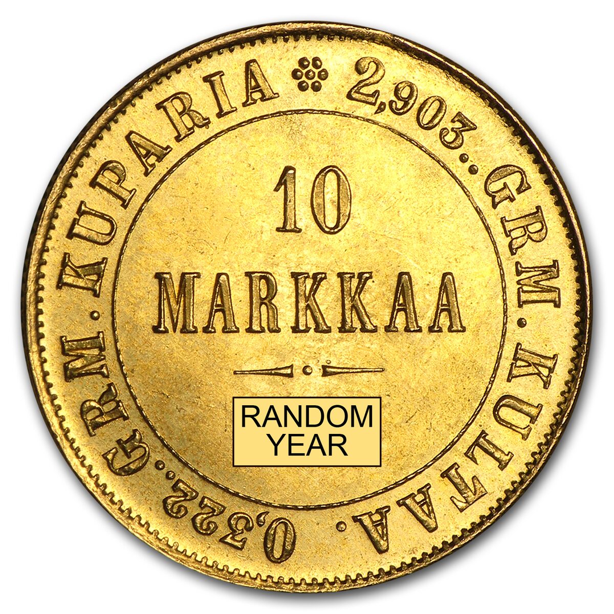 Finland Gold 10 Markkaa (Random) Avg Circ