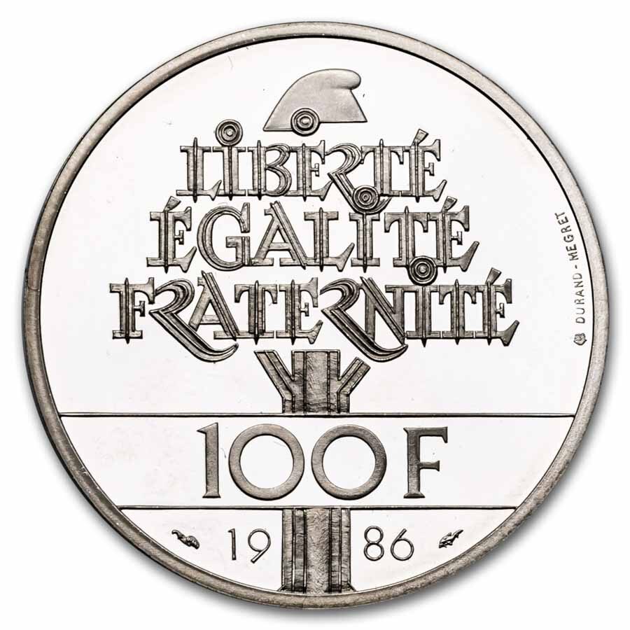 1986 France Silver 100 Francs Statue of Liberty Proof (w/Box)
