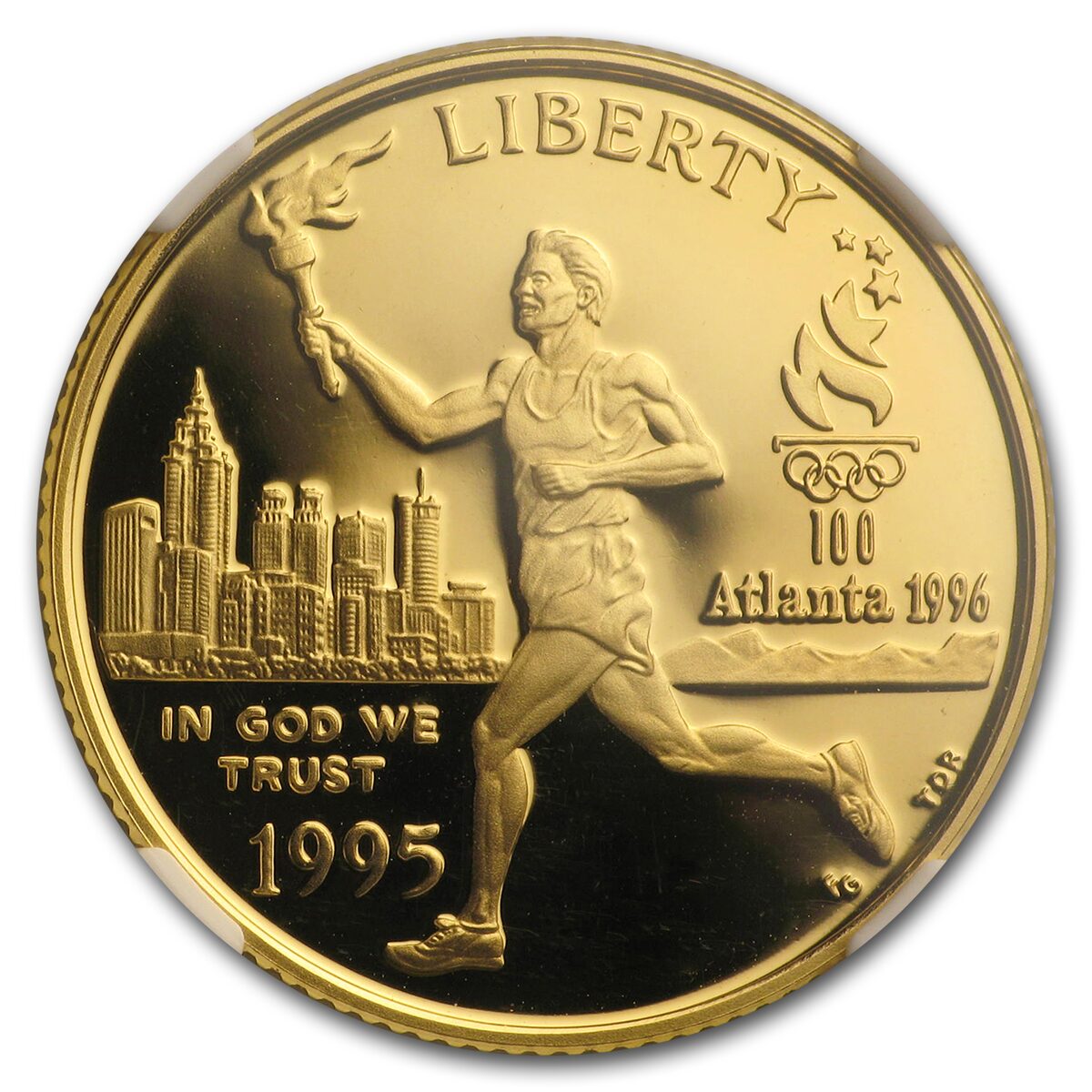 1995-W Gold $5 Commem Olympic Torch Runner PF-70 NGC