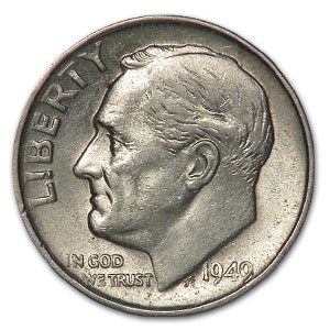 1949-S Roosevelt Dime AU