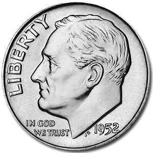 1952 Roosevelt Dime BU