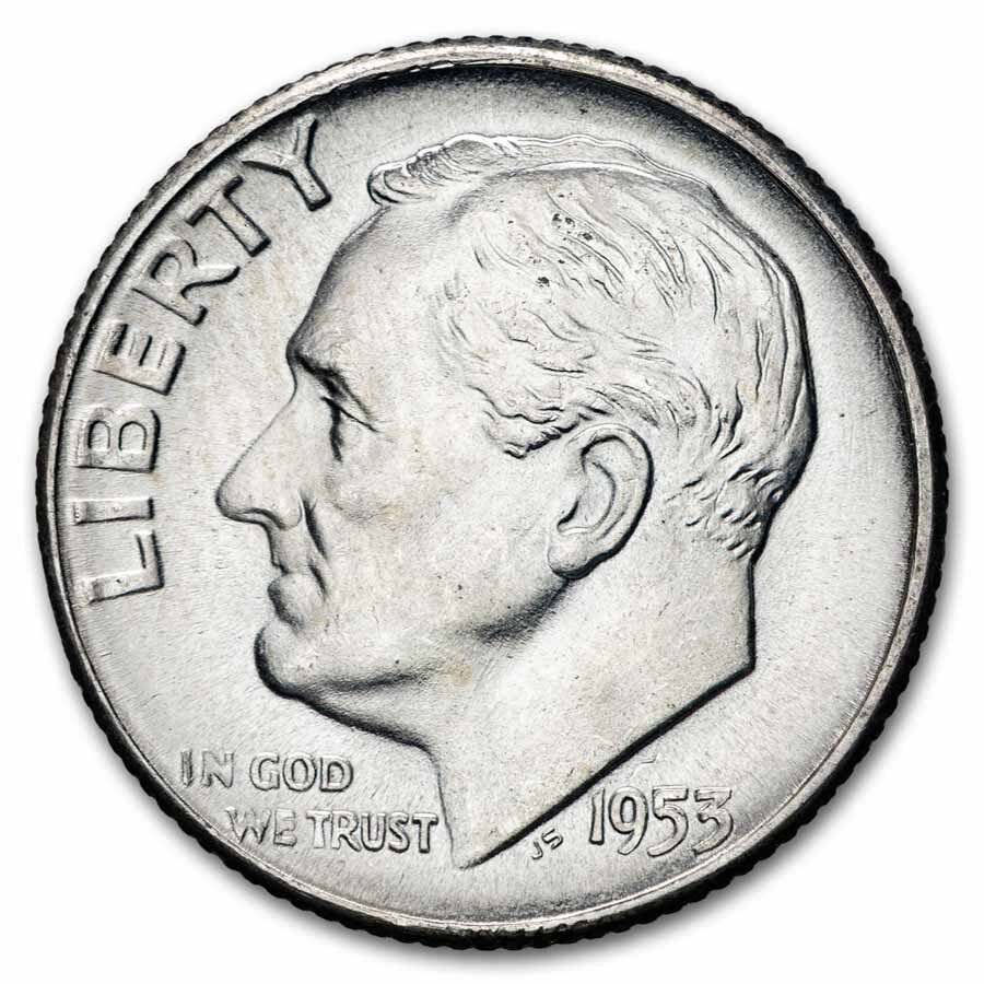 1953 Roosevelt Dime BU