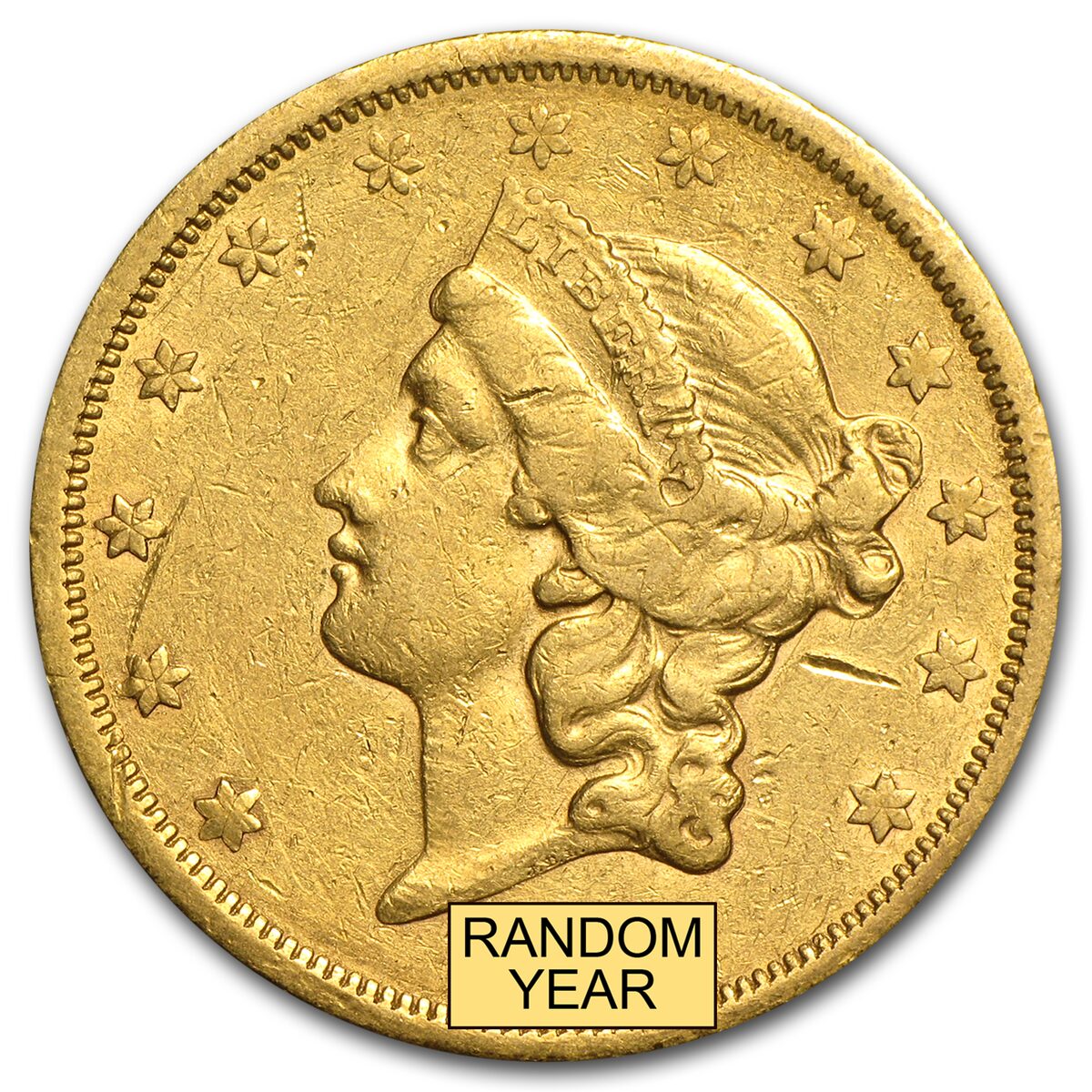1866-1876 $20 Liberty Gold Double Eagle Type 2 (Cleaned)