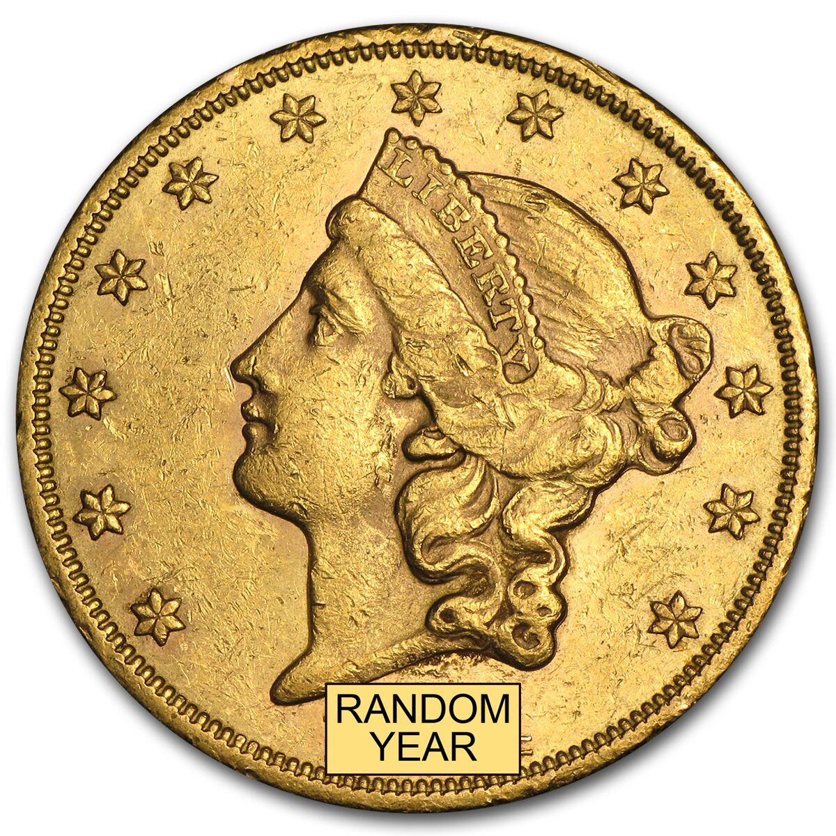 1866-1876 $20 Liberty Gold Double Eagle Type 2 AU