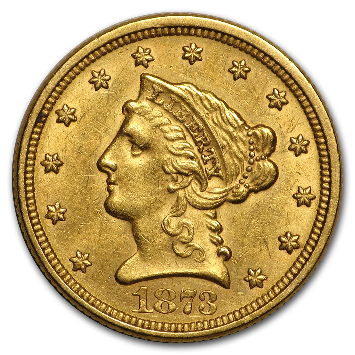 1873 $2.50 Liberty Gold Quarter Eagle Closed 3 AU