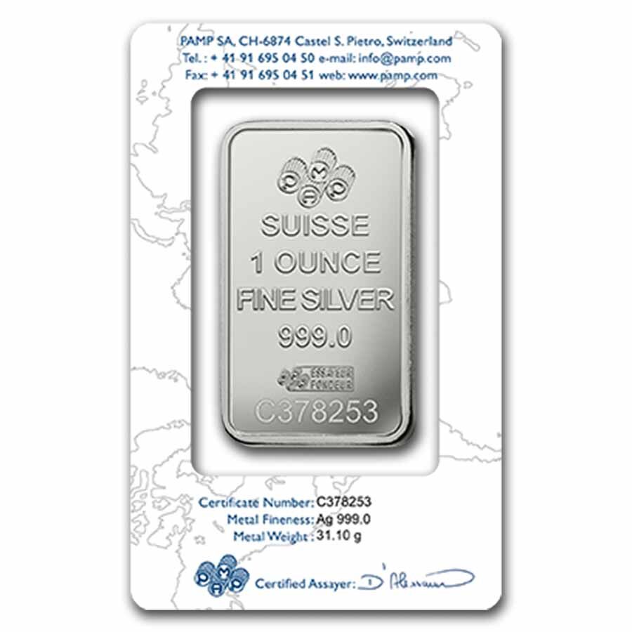 1 oz Silver Bar - PAMP Lady Fortuna (In Assay)