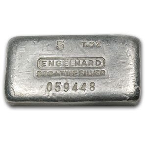 5 oz Silver Bar - Engelhard (Vintage, Wide, Poured)