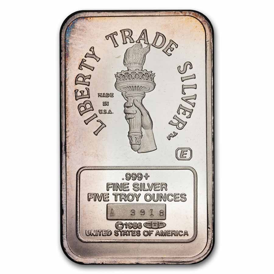 5 oz Silver Bar - Vintage Engelhard (Statue of Liberty, MTB)