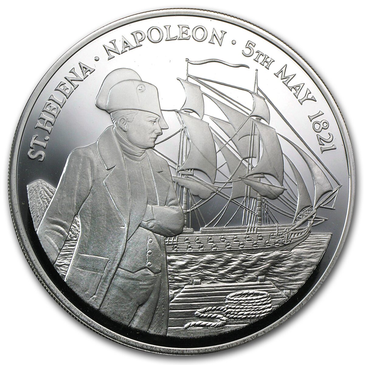 1986 St. Helena/Ascension 5 oz Silver Napoleon Proof