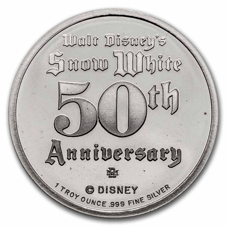1 oz Silver - Disney'sSnow White 50th Anniv (Grumpy, w/Box & COA)