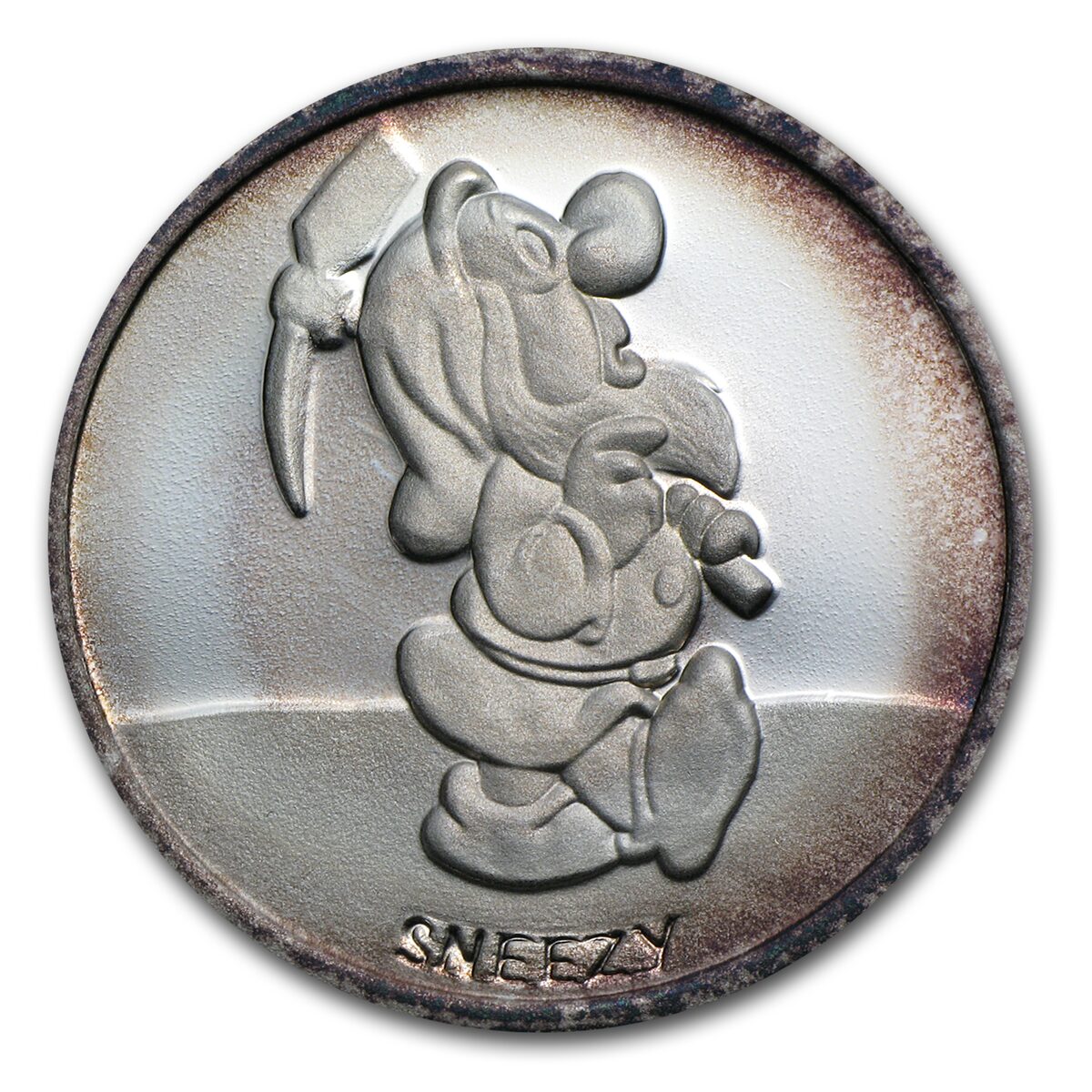 1 oz Silver - Disney's Snow White 50th Anniv Sneezy, w/Box & COA
