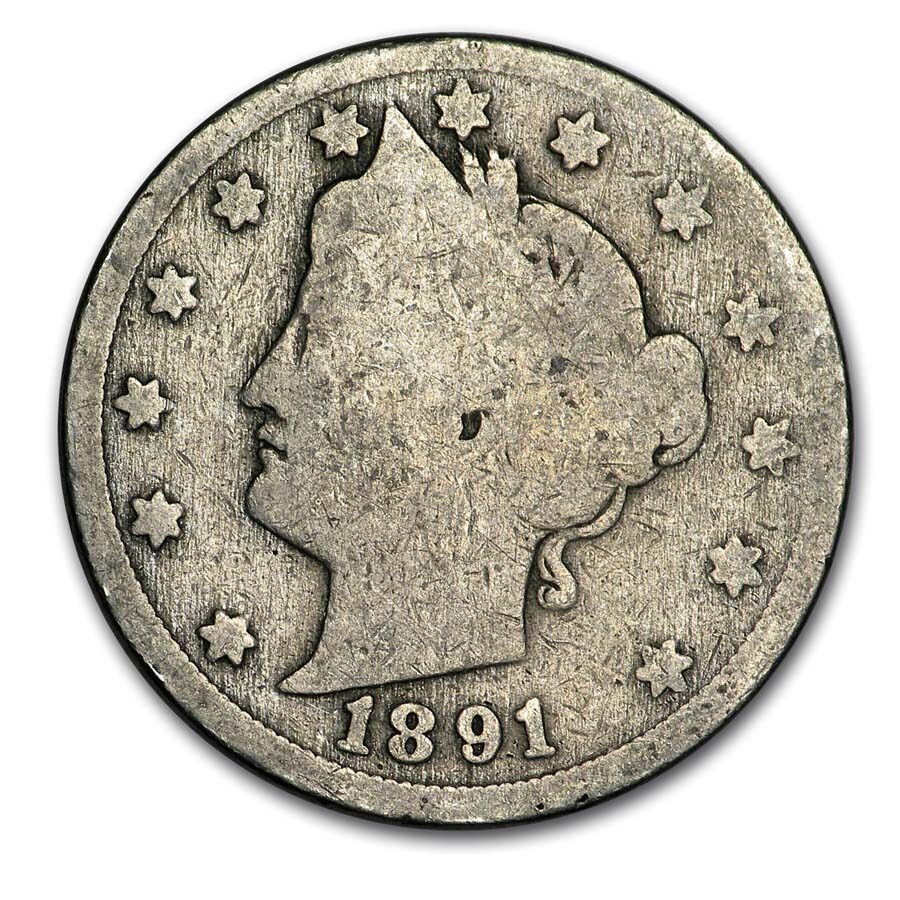 1891 Liberty Head V Nickel Good