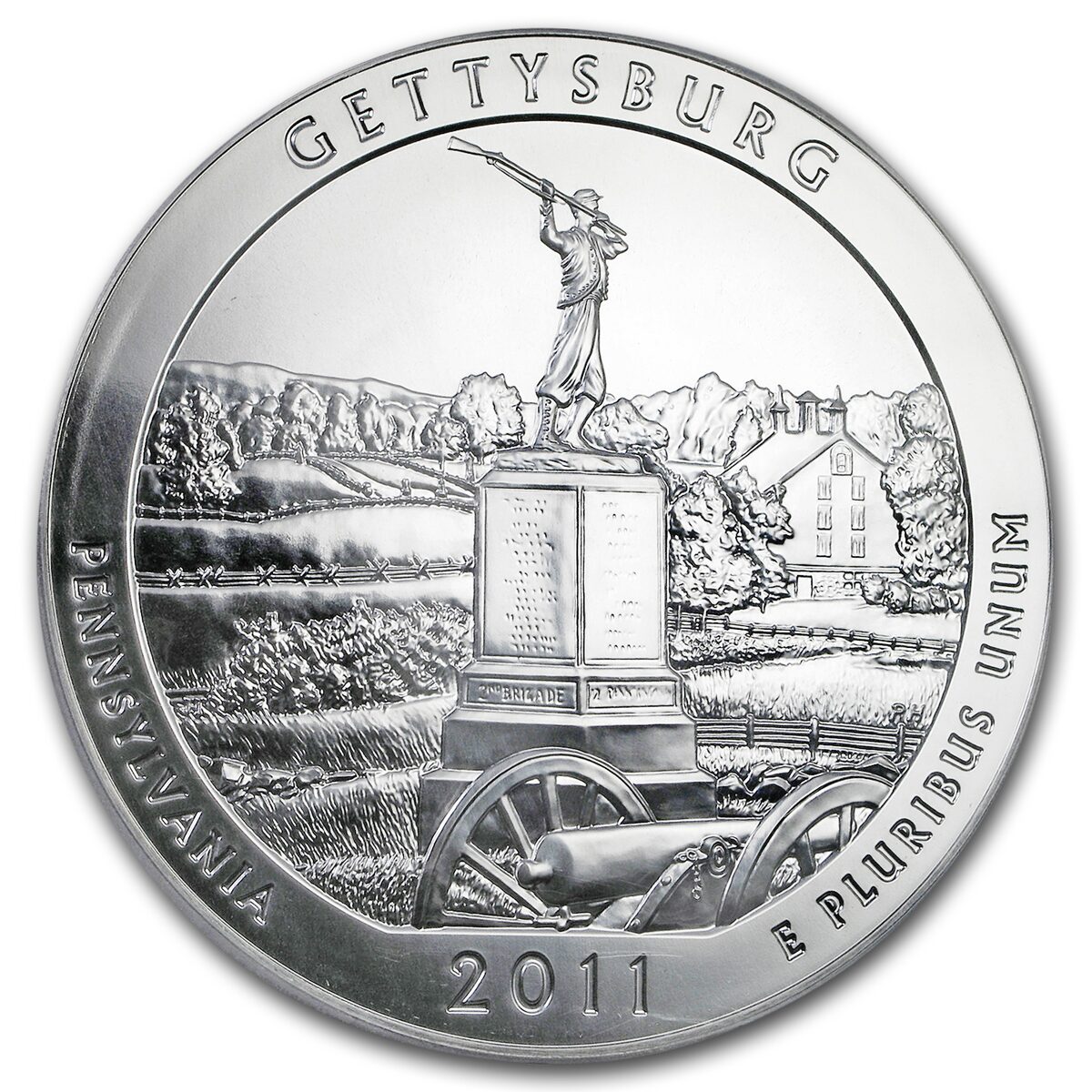 2011 5 oz Silver ATB Gettysburg MS-69 PL PCGS (FirstStrike®)