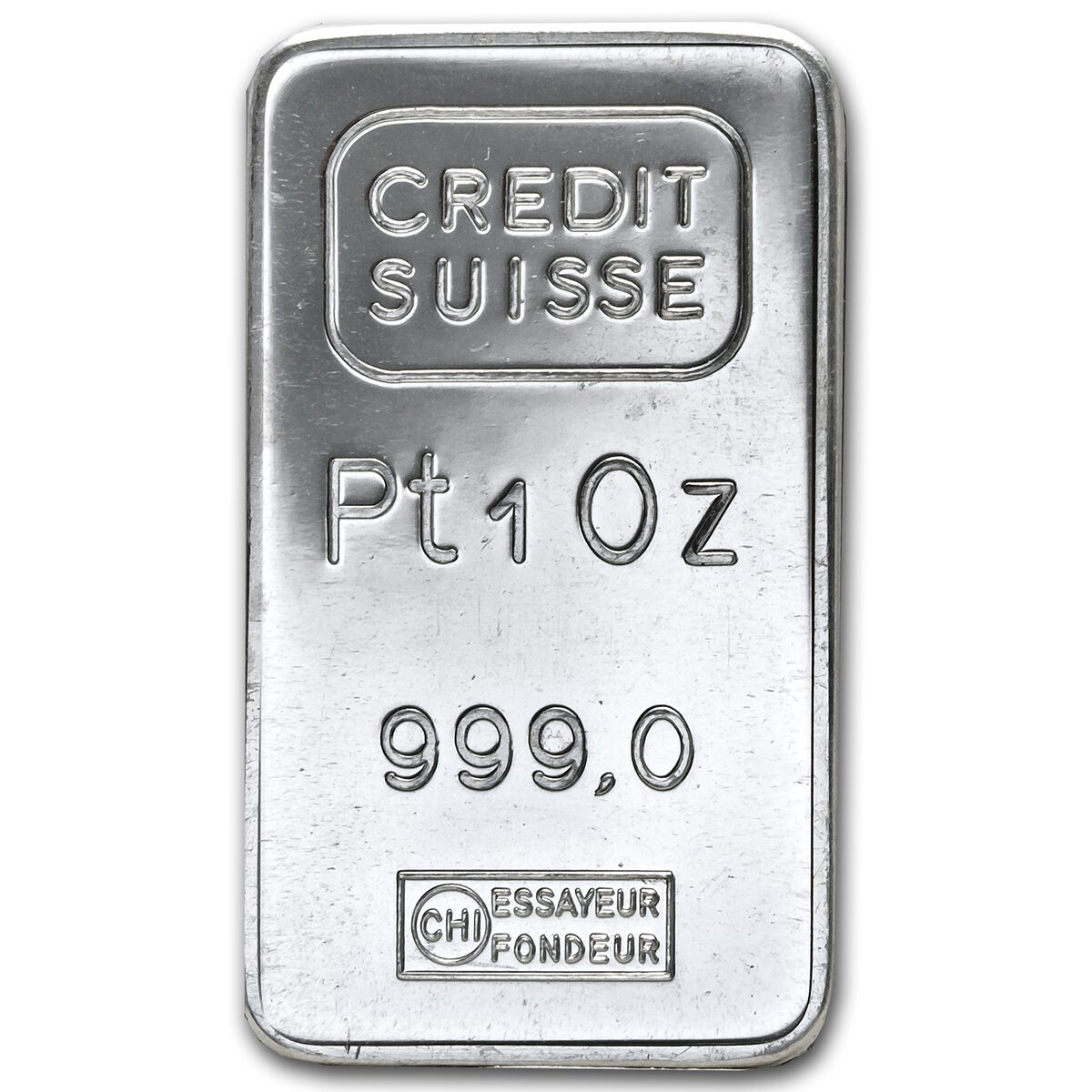 1 oz Platinum Bar - Credit Suisse (.999 Fine, Vintage)
