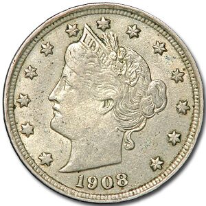 1908 Liberty Head V Nickel XF
