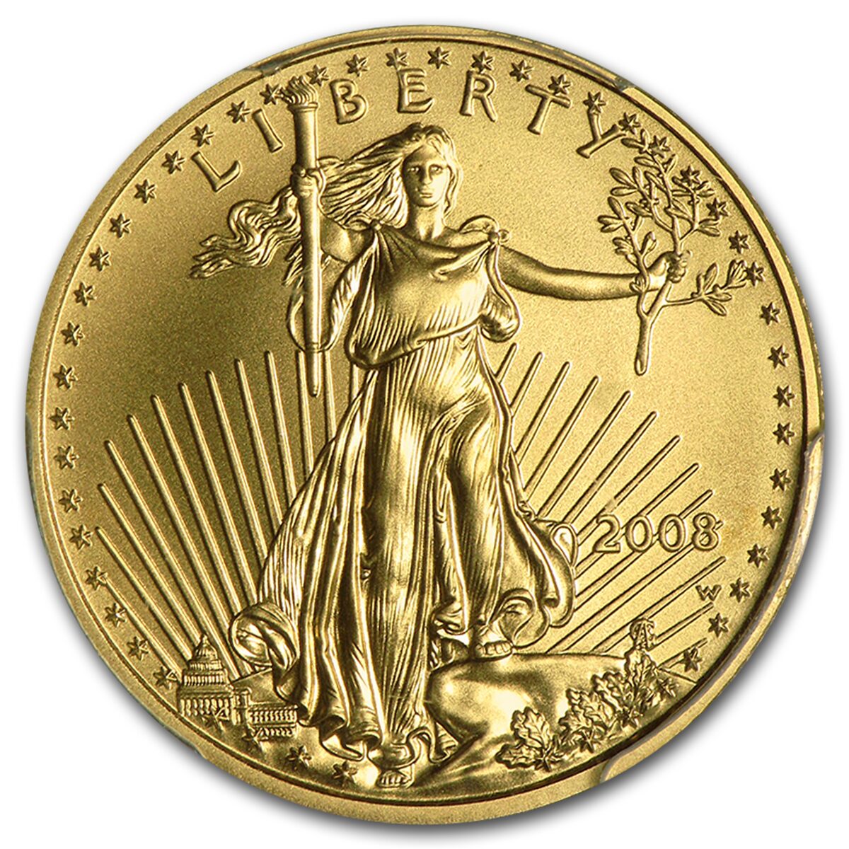 2008-W 1/4 oz Burnished American Gold Eagle MS/SP-70 PCGS
