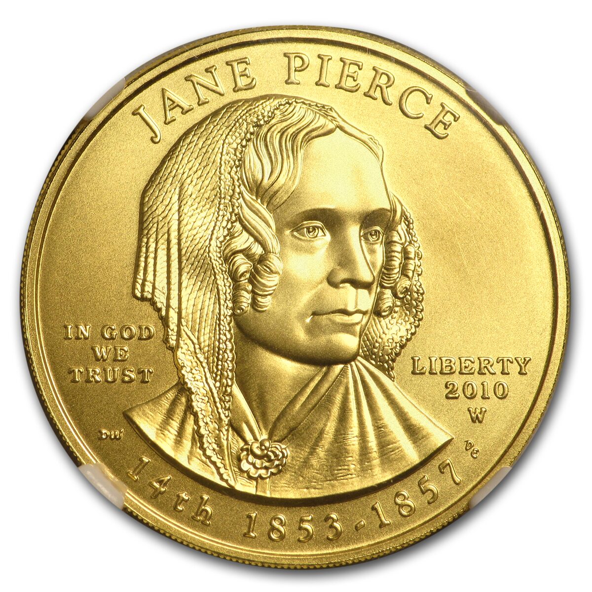 2010-W 1/2 oz Gold Jane Pierce MS-70 NGC