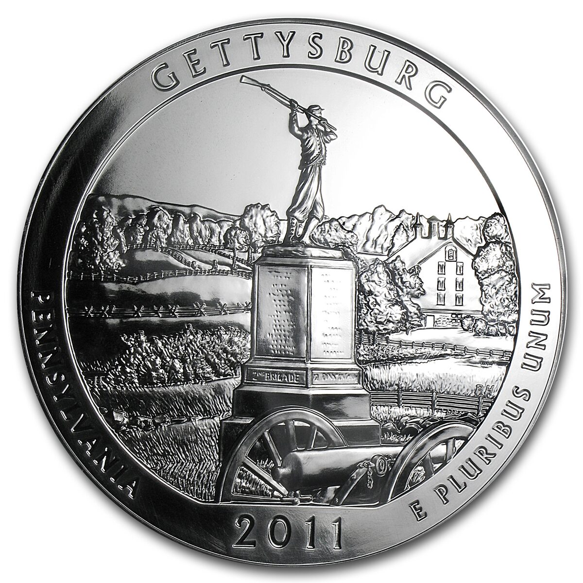 2011 5 oz Silver ATB Gettysburg MS-69 DMPL PCGS (FirstStrike®)