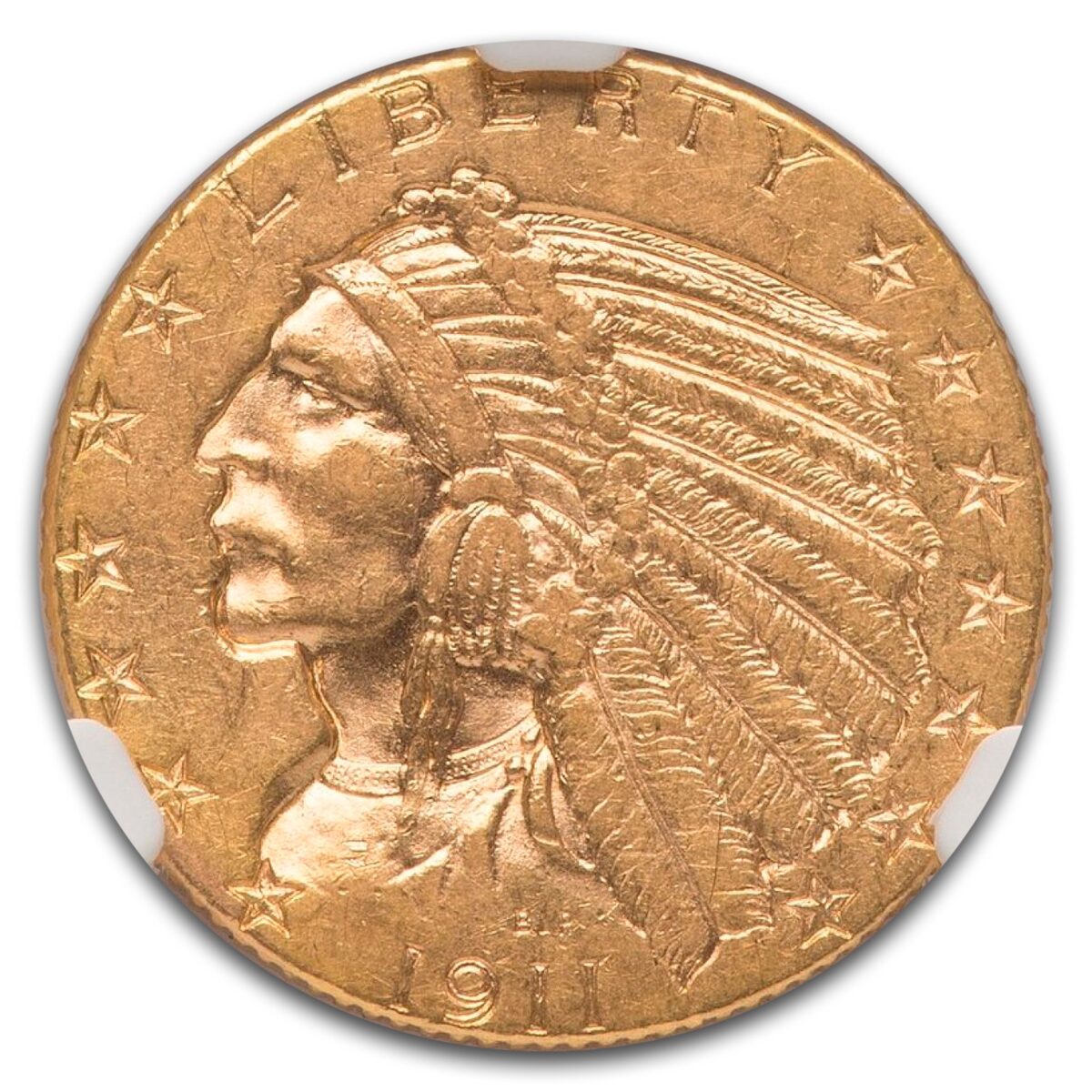 1911-D $5 Indian Gold Half Eagle AU-58 NGC