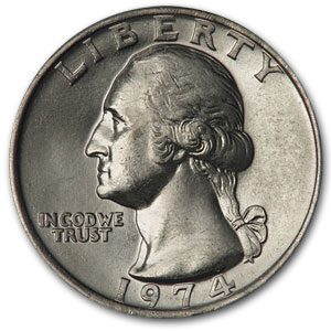 1974 Washington Quarter BU