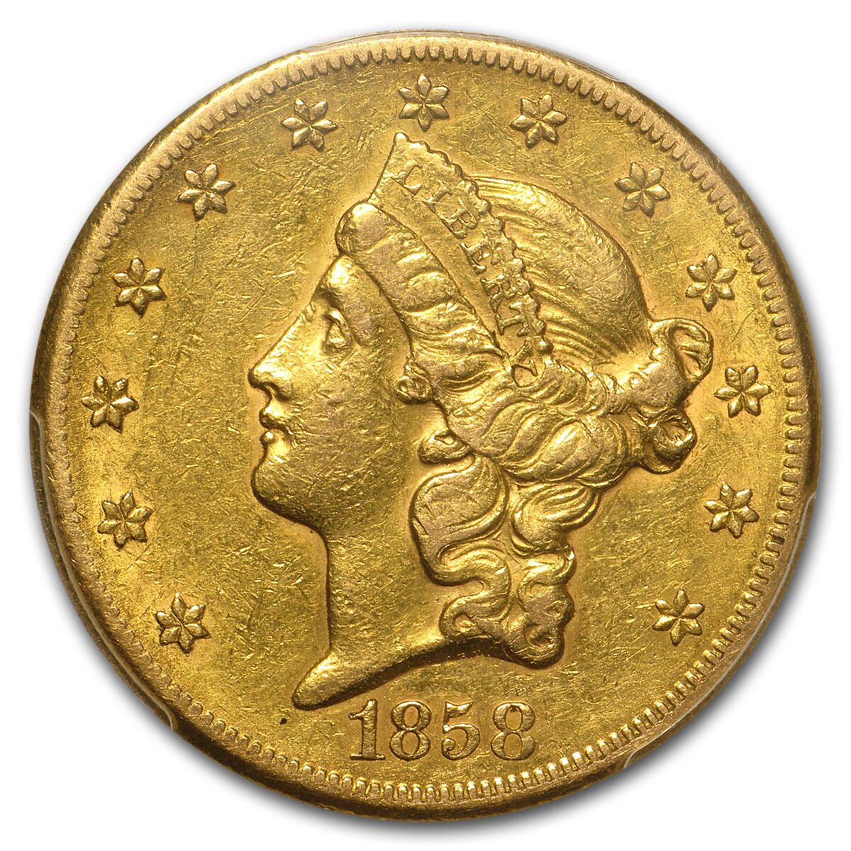 1858-S $20 Liberty Gold Double Eagle XF-45 PCGS