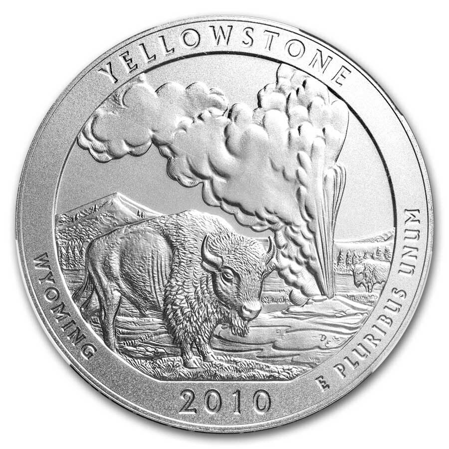 2010-P 5 oz Silver ATB Yellowstone SP-70 NGC