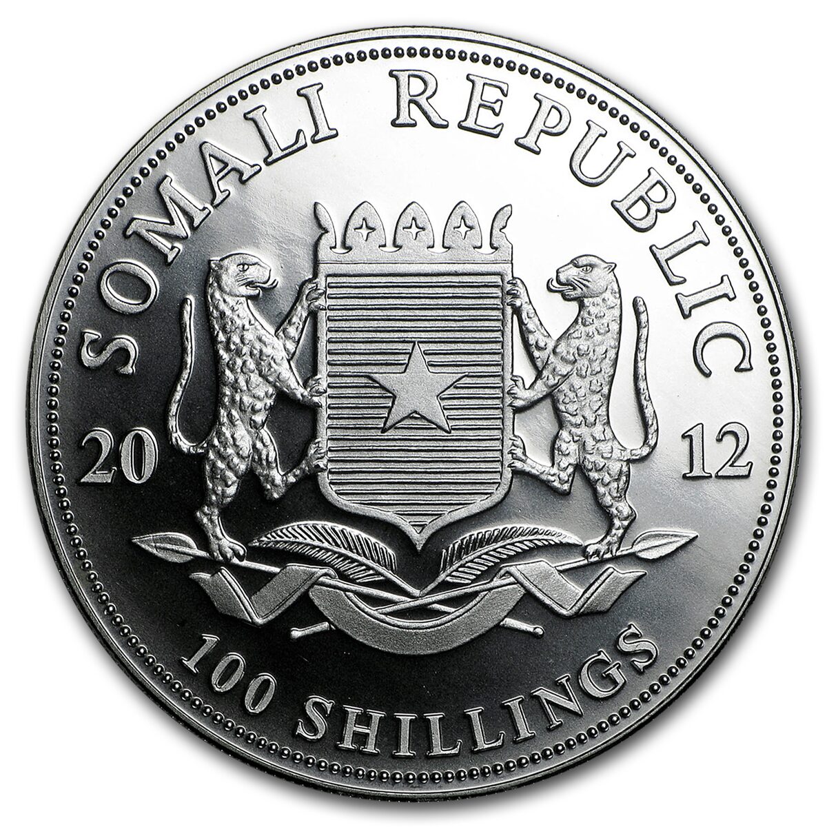 2012 Somalia 1 oz Silver African Elephant (Dragon Privy)