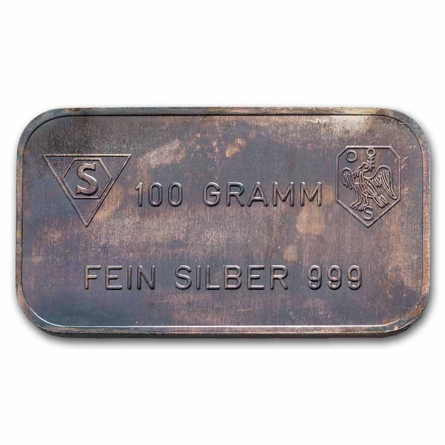 100 gram Silver Bar - Swiss Bank Corporation