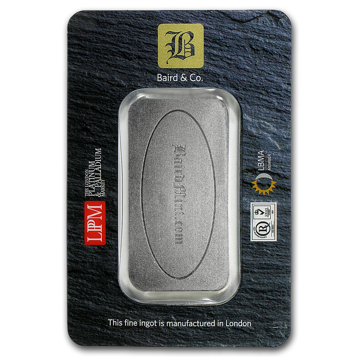 10 oz Platinum Bar - Baird & Co. (In Assay)