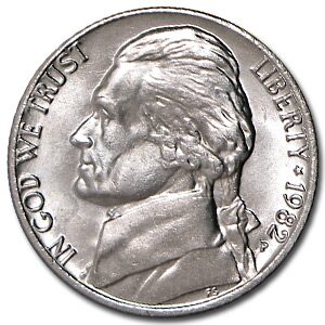 1982-P Jefferson Nickel BU