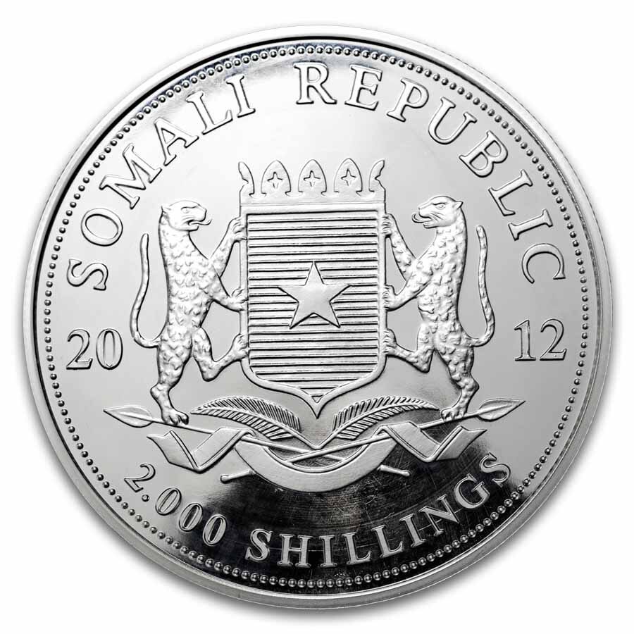 2012 Somalia 1 kilo Silver African Elephant (Dragon Privy)