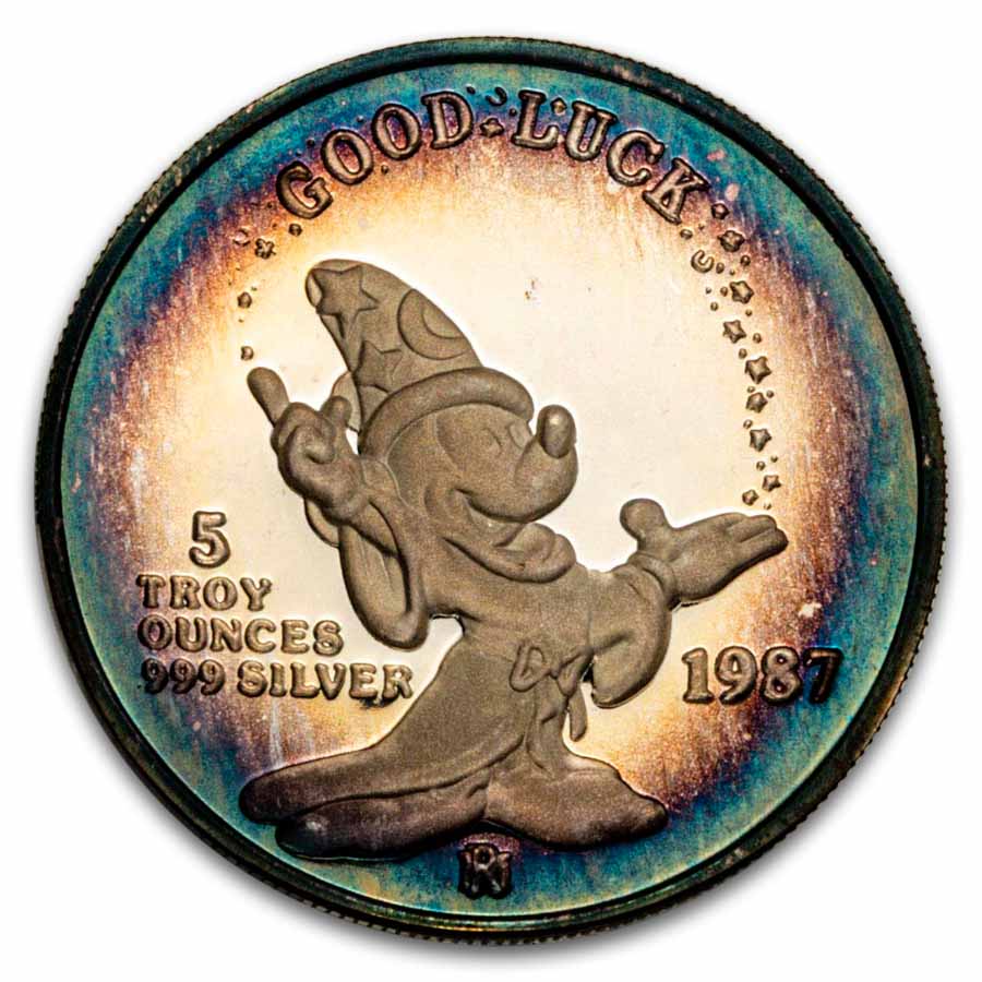 1987 5 oz Silver Round - Mickey's Magic (w/Box & COA)