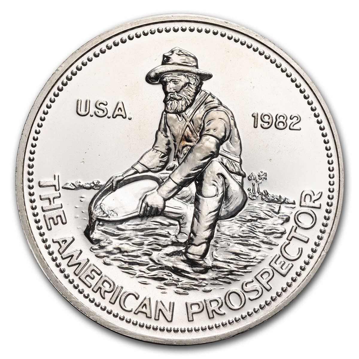 1982 1 oz Silver Round - Engelhard Prospector ("E" Logo Reverse)