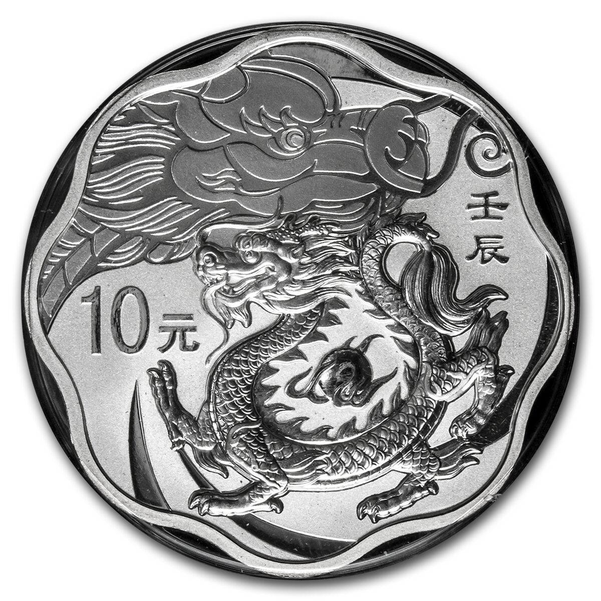 2012 China 1 oz Silver Flower Year of the Dragon (w/Box & COA)