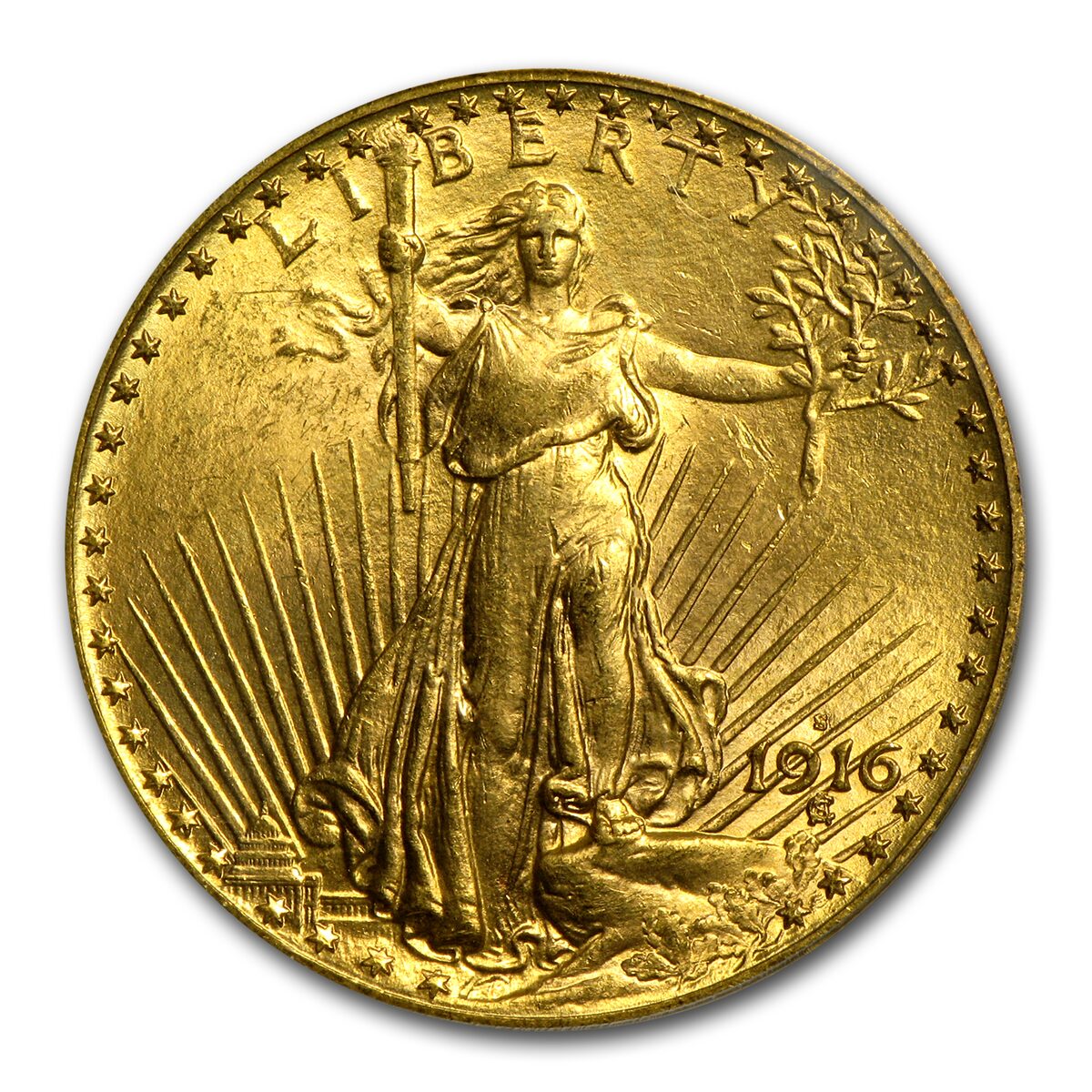 1916-S $20 St Gaudens Gold Double Eagle MS-64+ PCGS