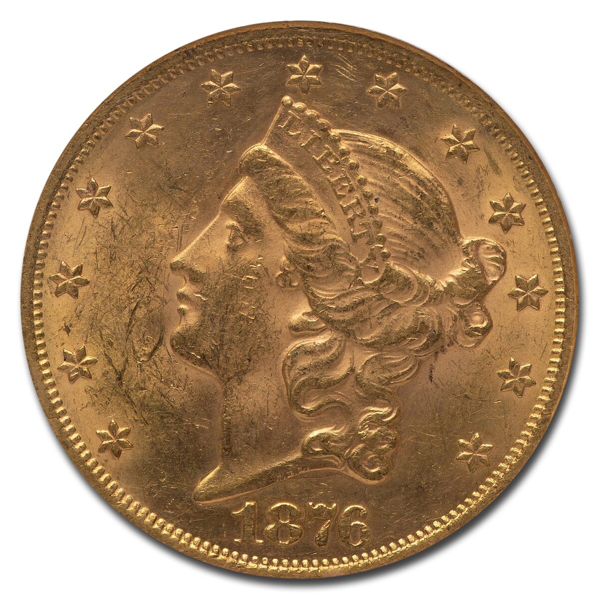 1876 $20 Liberty Gold Double Eagle MS-61 NGC