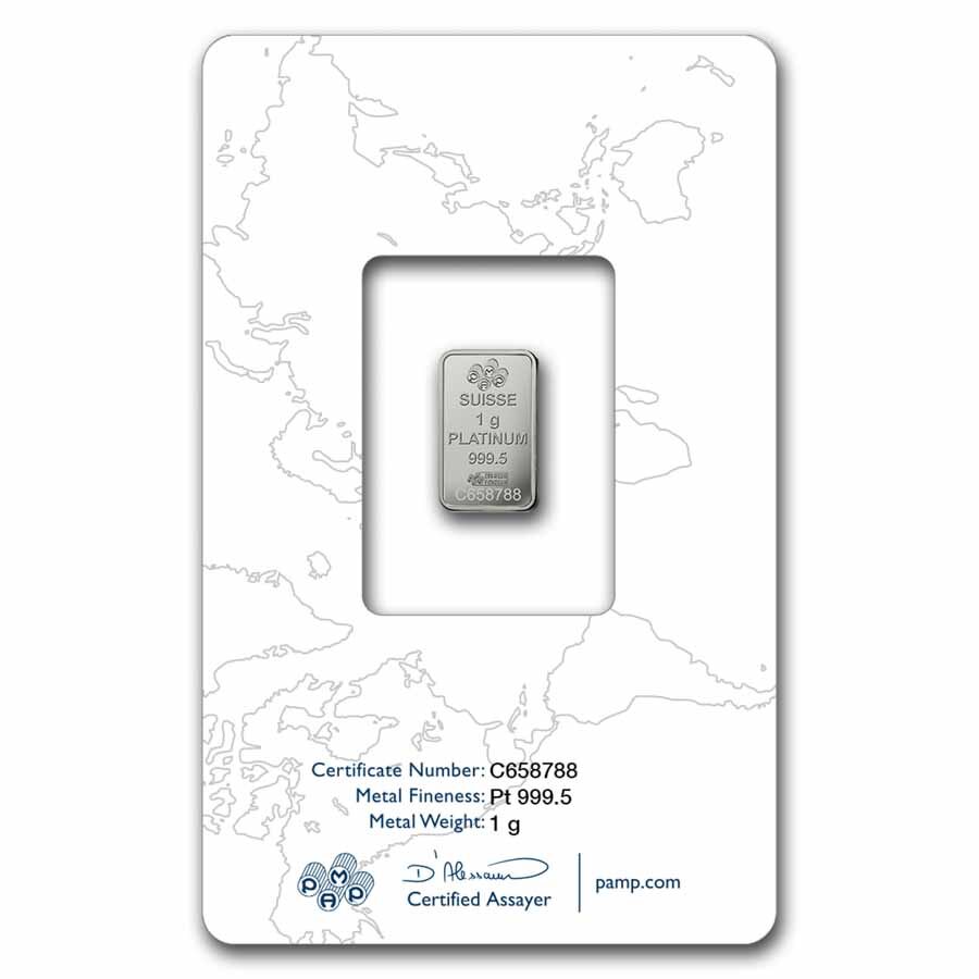 1 gram Platinum Bar - PAMP Suisse Lady Fortuna (In Assay)