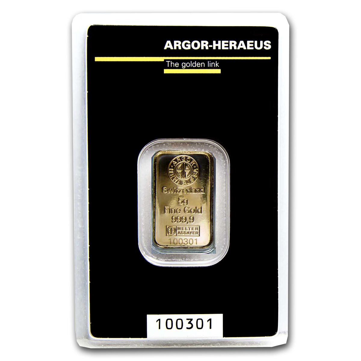 5 gram Gold Bar - Argor-Heraeus KineBar Design (In Assay)