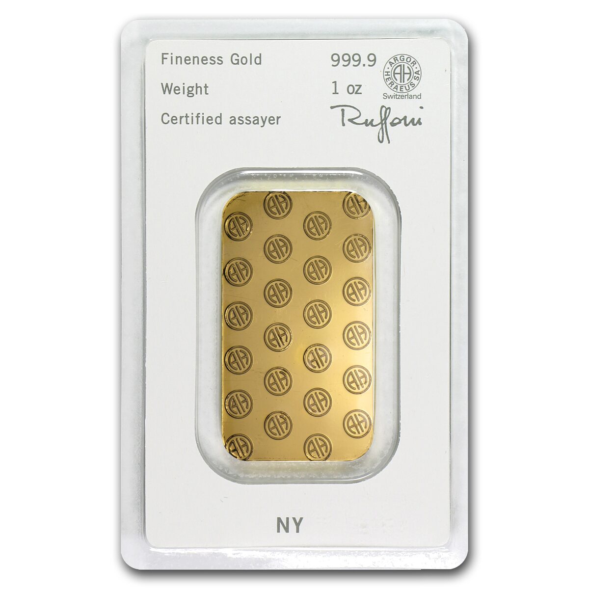 1 oz Gold Bar - Argor-Heraeus (Vintage Design, In Assay)