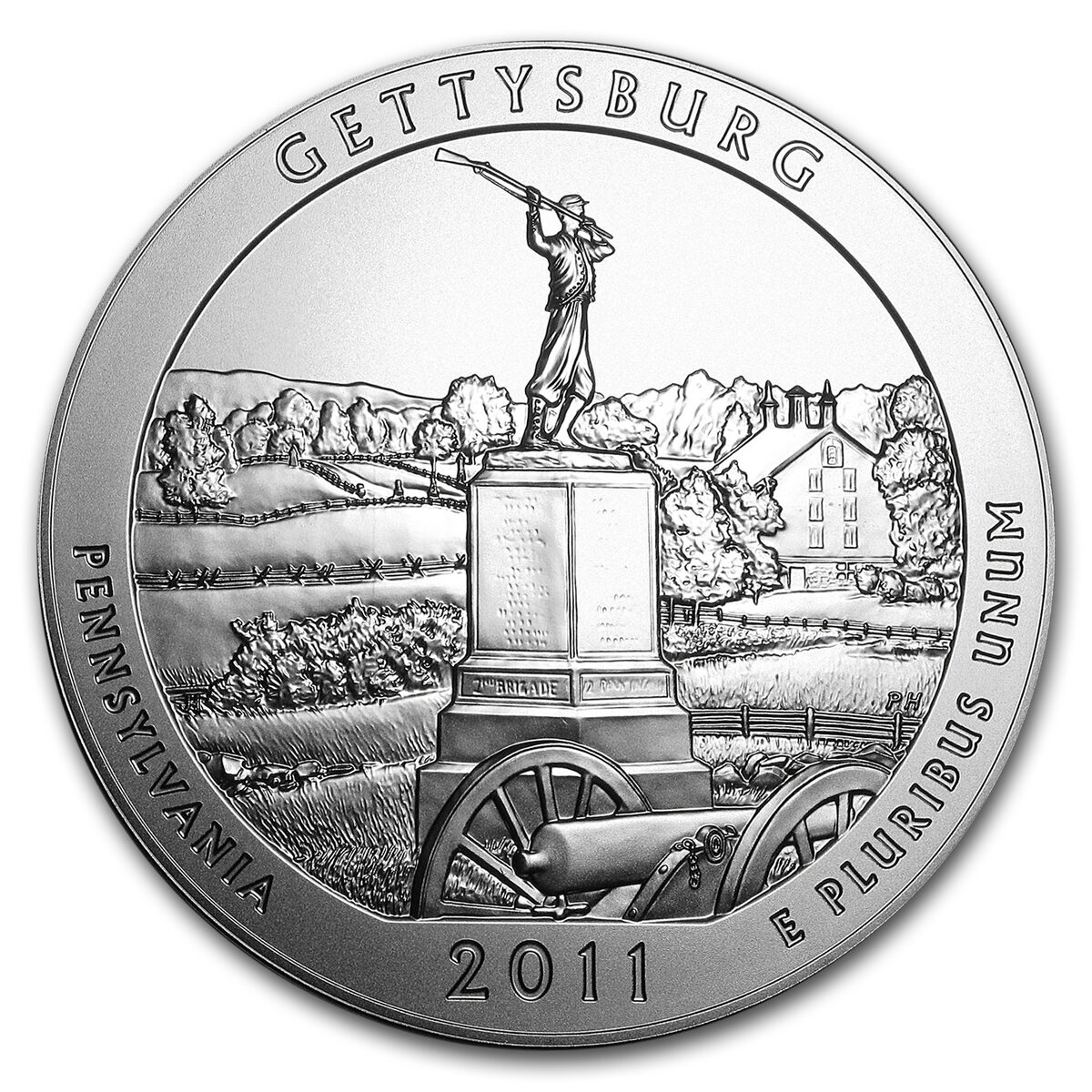 2011-P 5 oz Silver ATB Gettysburg (w/Box & COA)