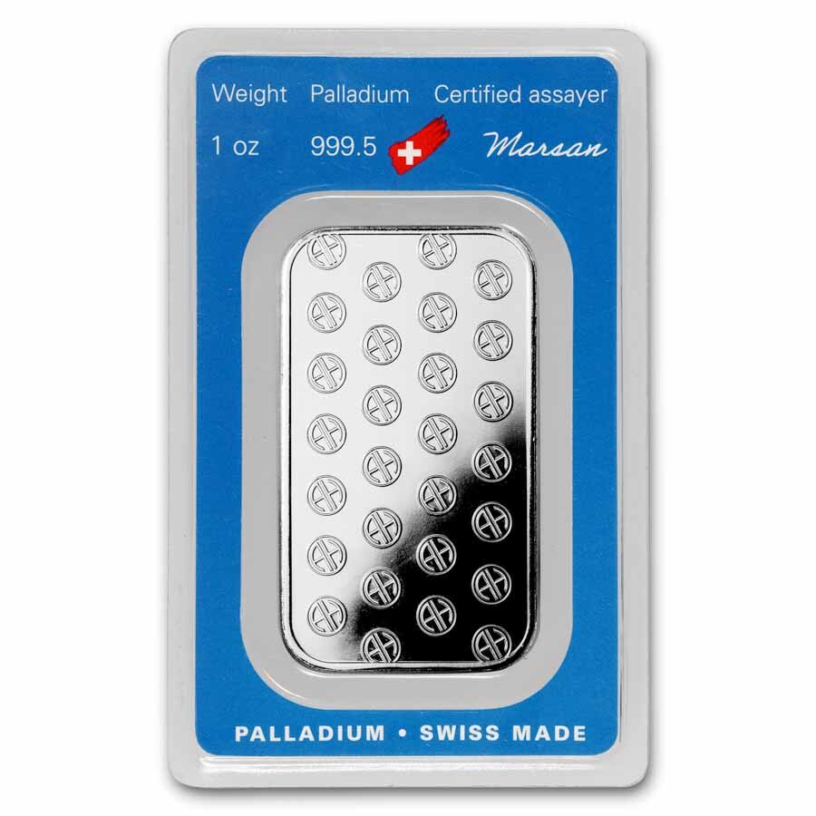 1 oz Palladium Bar - Secondary Market (w/Assay Card)