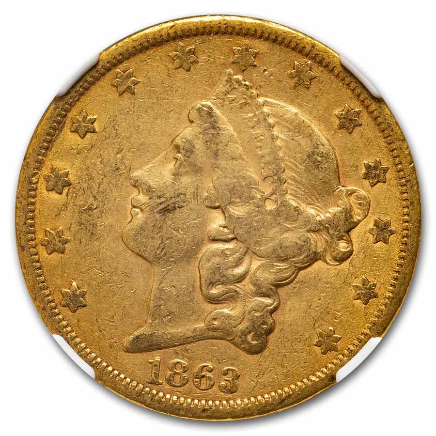 1863-S $20 Liberty Gold Double Eagle XF-45 NGC
