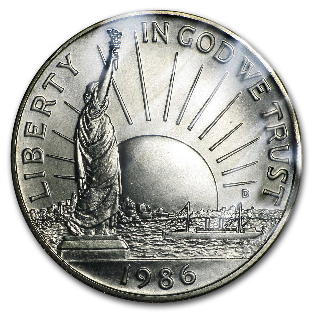 1986-D Statue of Liberty 1/2 Dollar Clad Commem BU (w/Box & COA)