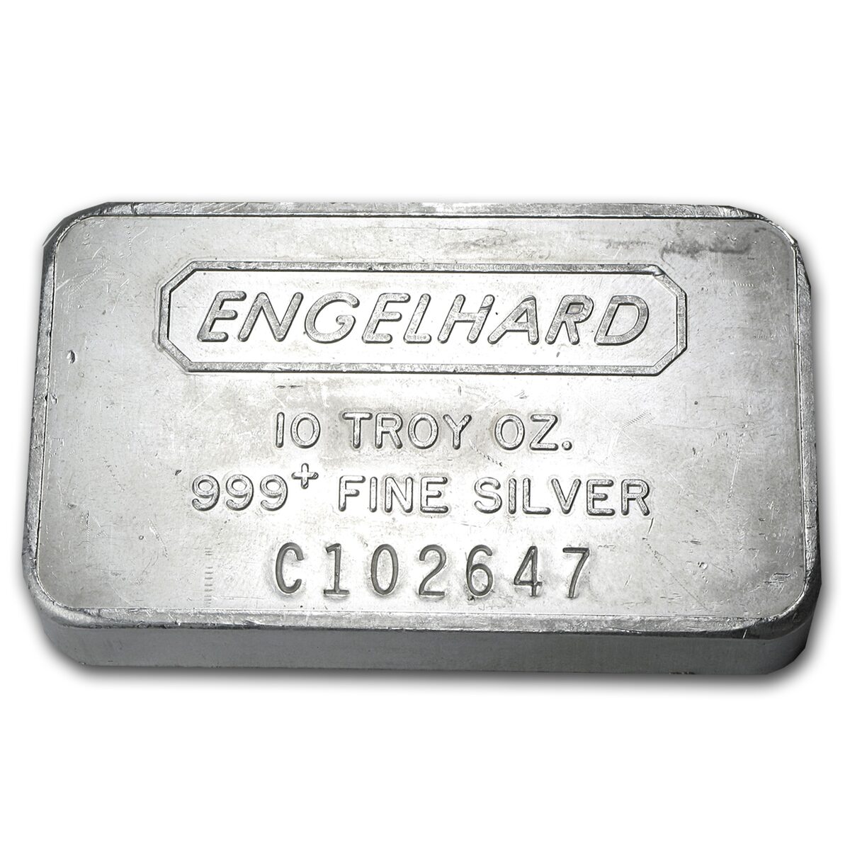 10 oz Silver Bar - Engelhard (Struck, Frosted Back, "C" Prefix)
