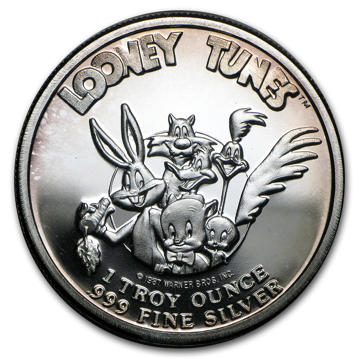 1 oz Silver Round - 1987 Bugs Bunny Looney Tunes (w/Box & COA)