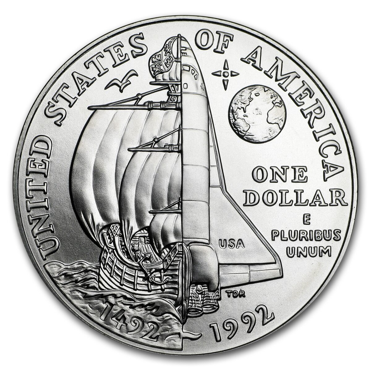 1992-D Columbus Quincentenary $1 Silver Commem BU (w/Box & COA)