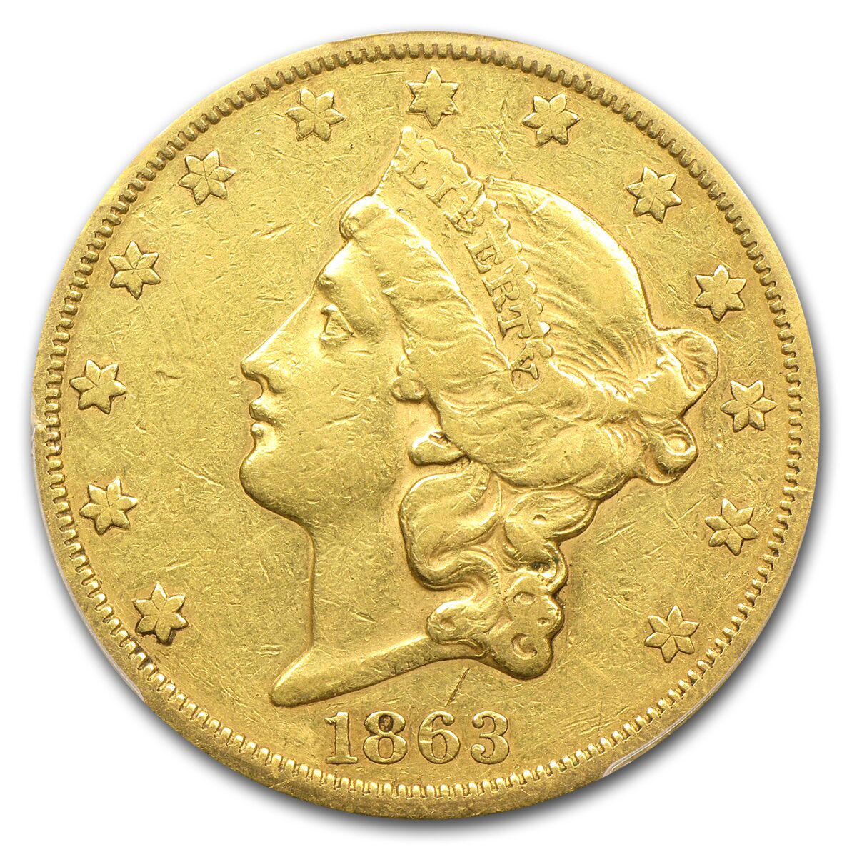 1863-S $20 Liberty Gold Double Eagle XF-40 PCGS