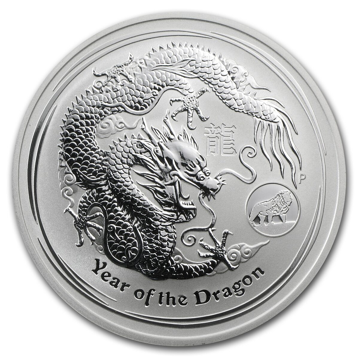 2012 Australia 1 oz Silver Year of the Dragon BU (Lion Privy)