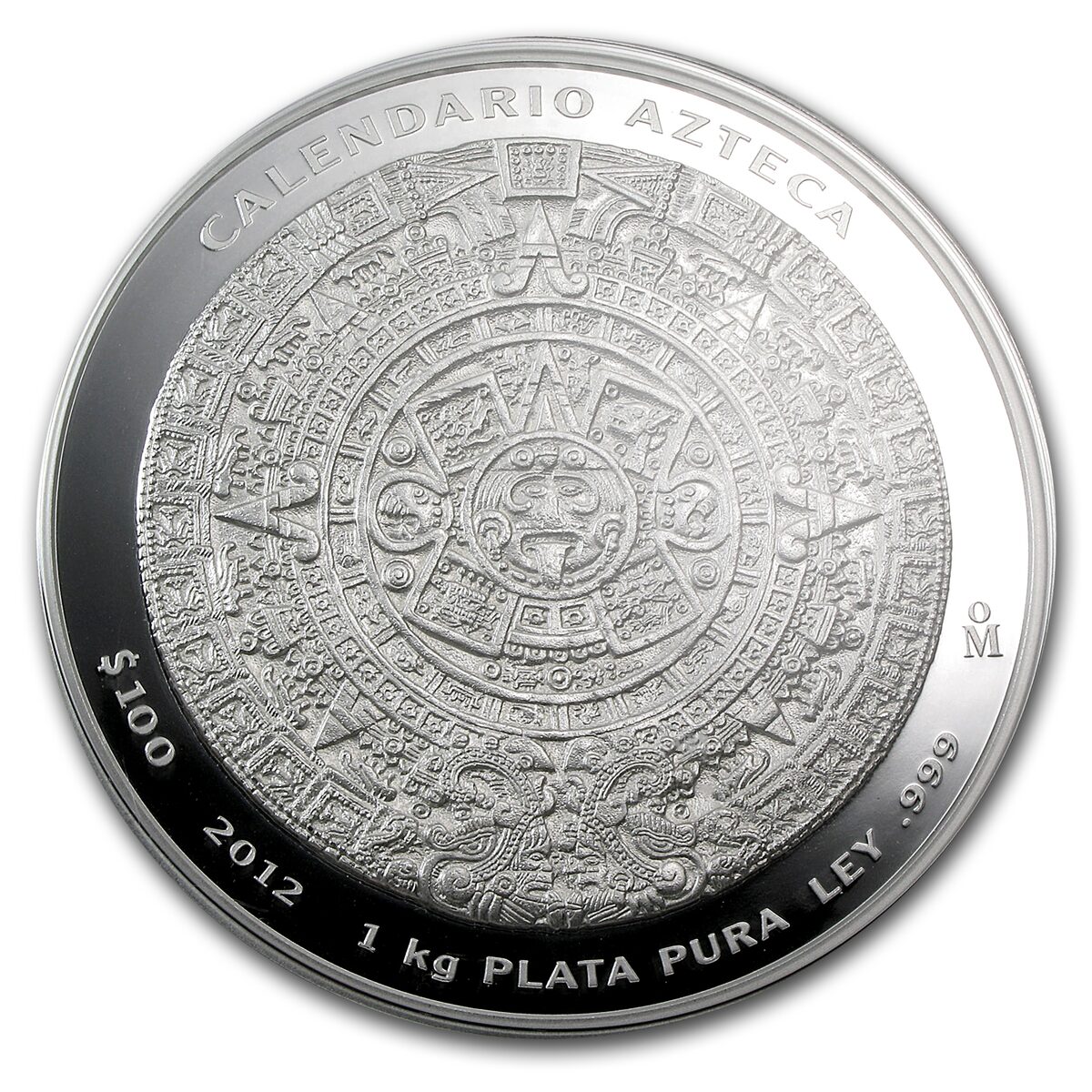 2012 Mexico 1 kilo Silver Aztec Calendar (w/Box & COA)