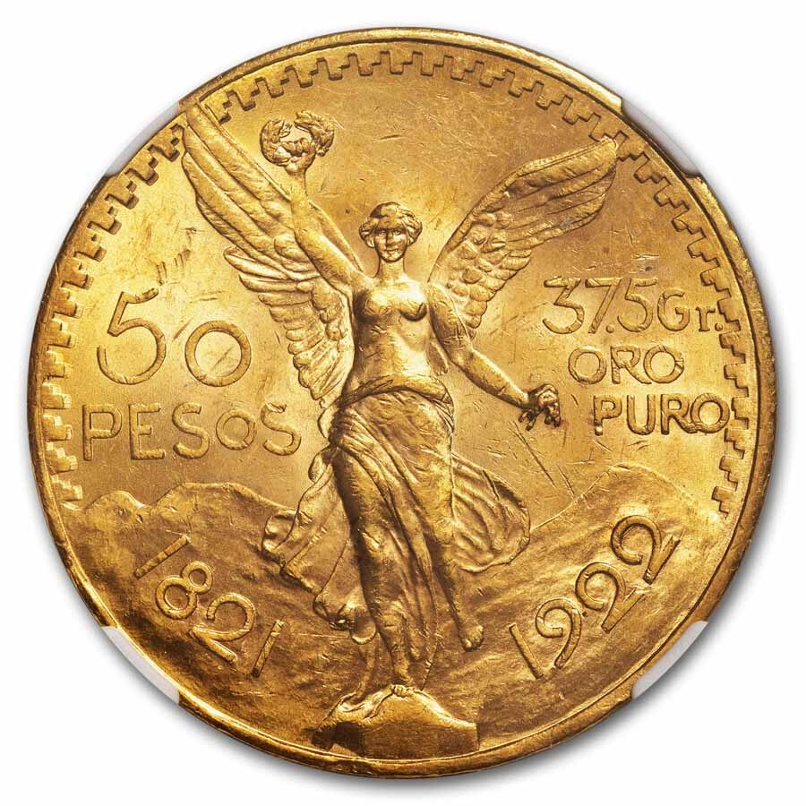 1922 Mexico Gold 50 Pesos MS-62 NGC